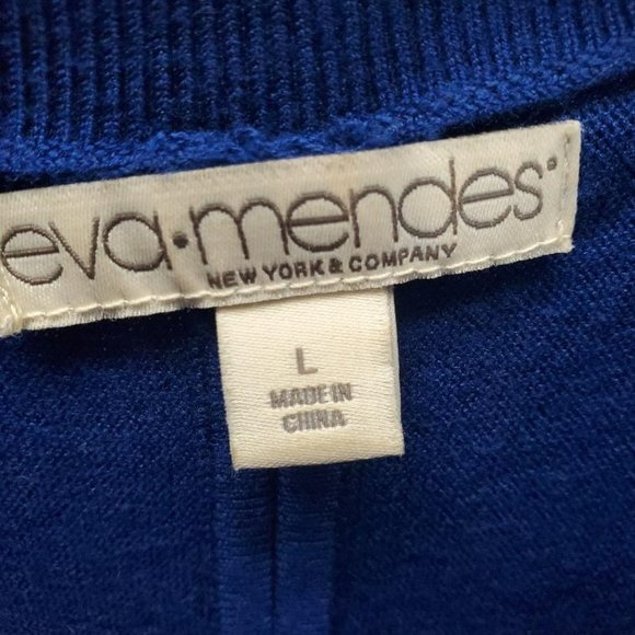 Eva Mendes NY&C Midi Sweater Dress Womens Large Blue 3/4 Sleeve Pencil Stretch - Picture 6 of 13